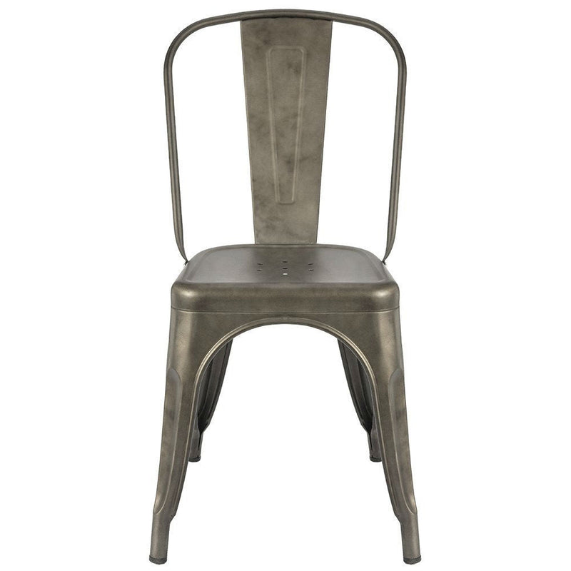 Set of 4 - Stackable Modern Cafe Bistro Dining Side Chair in Gun Metal Finish