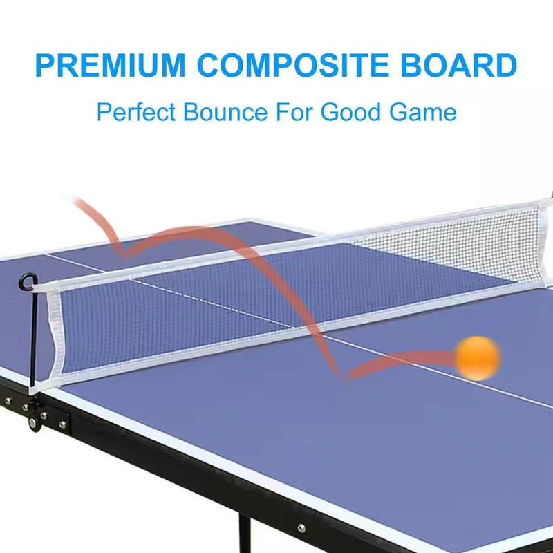 Folding 54-inch Blue Ping Pong Table Tennis Table Set with Net 2 and Paddles
