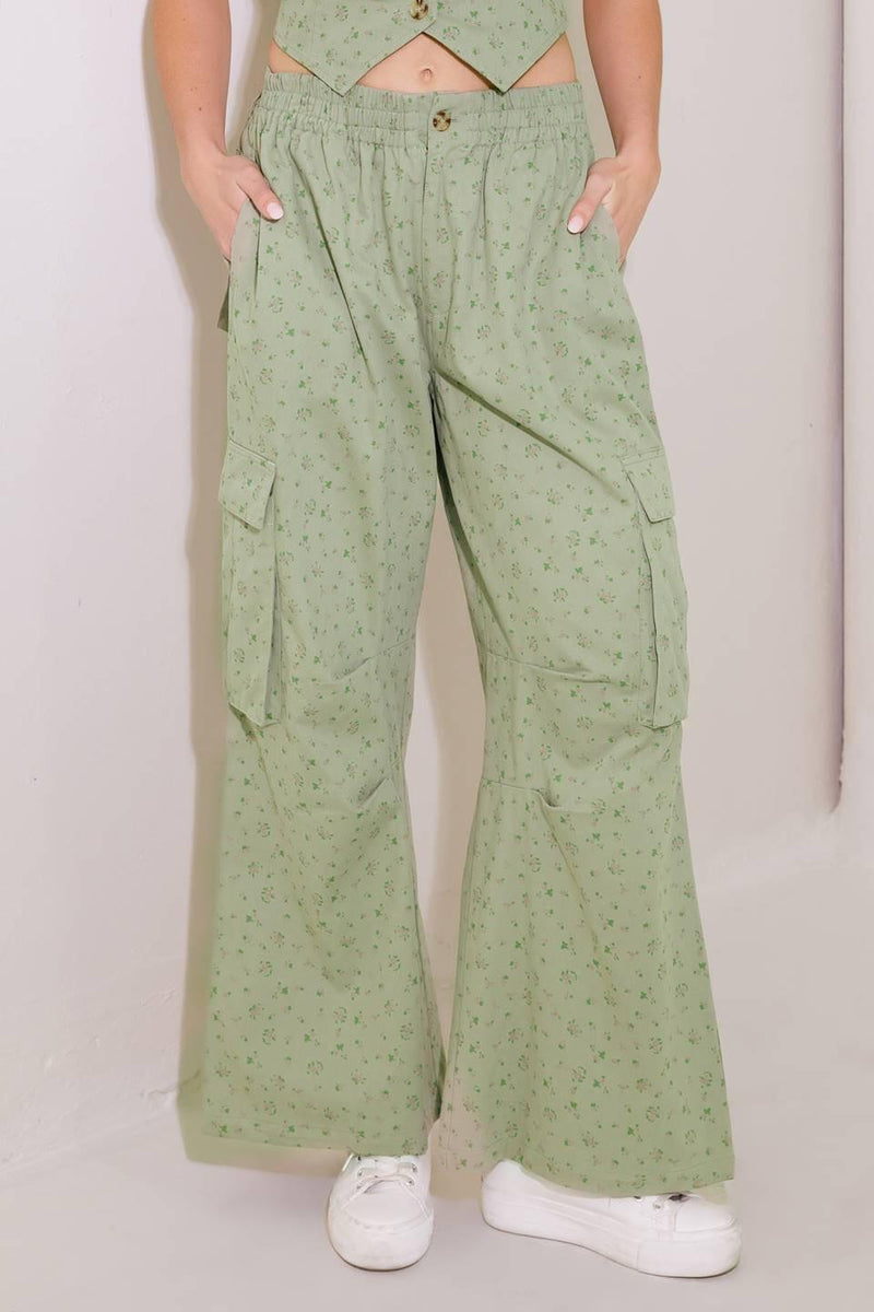 DRIFTING CURRENTS OLIVE WOVEN PANTS