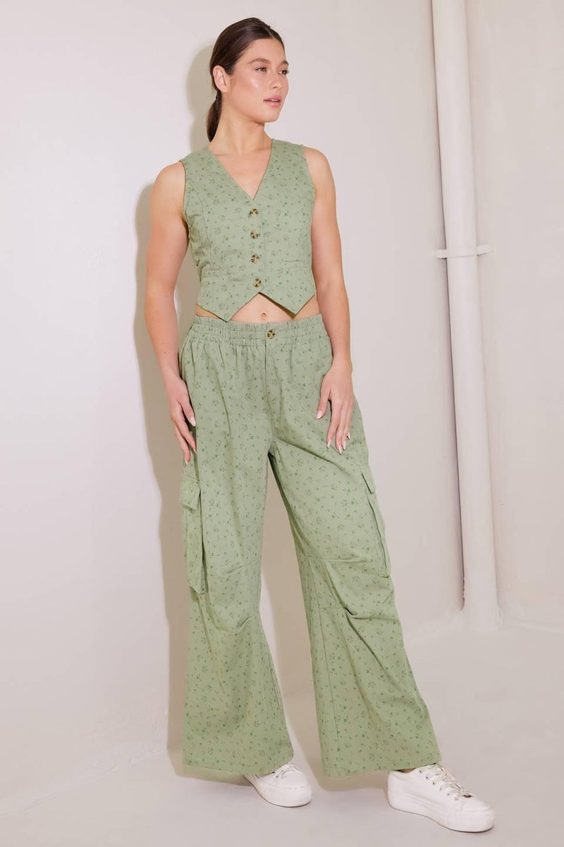 DRIFTING CURRENTS OLIVE WOVEN PANTS