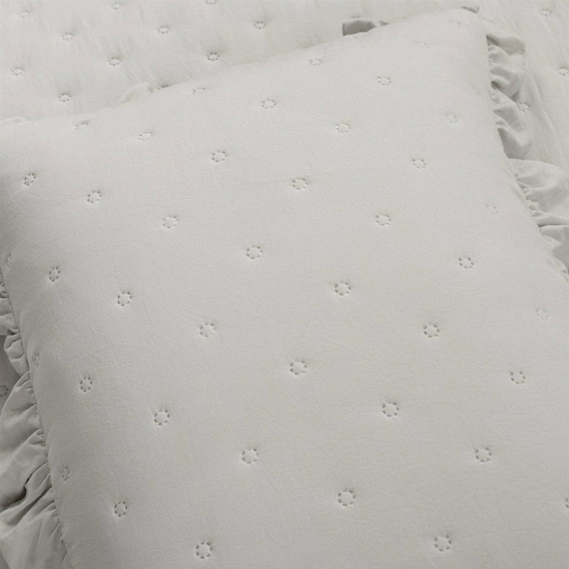 King Size Lightweight Grey Ruffle Reversible Oversized 3 Piece Quilt Set