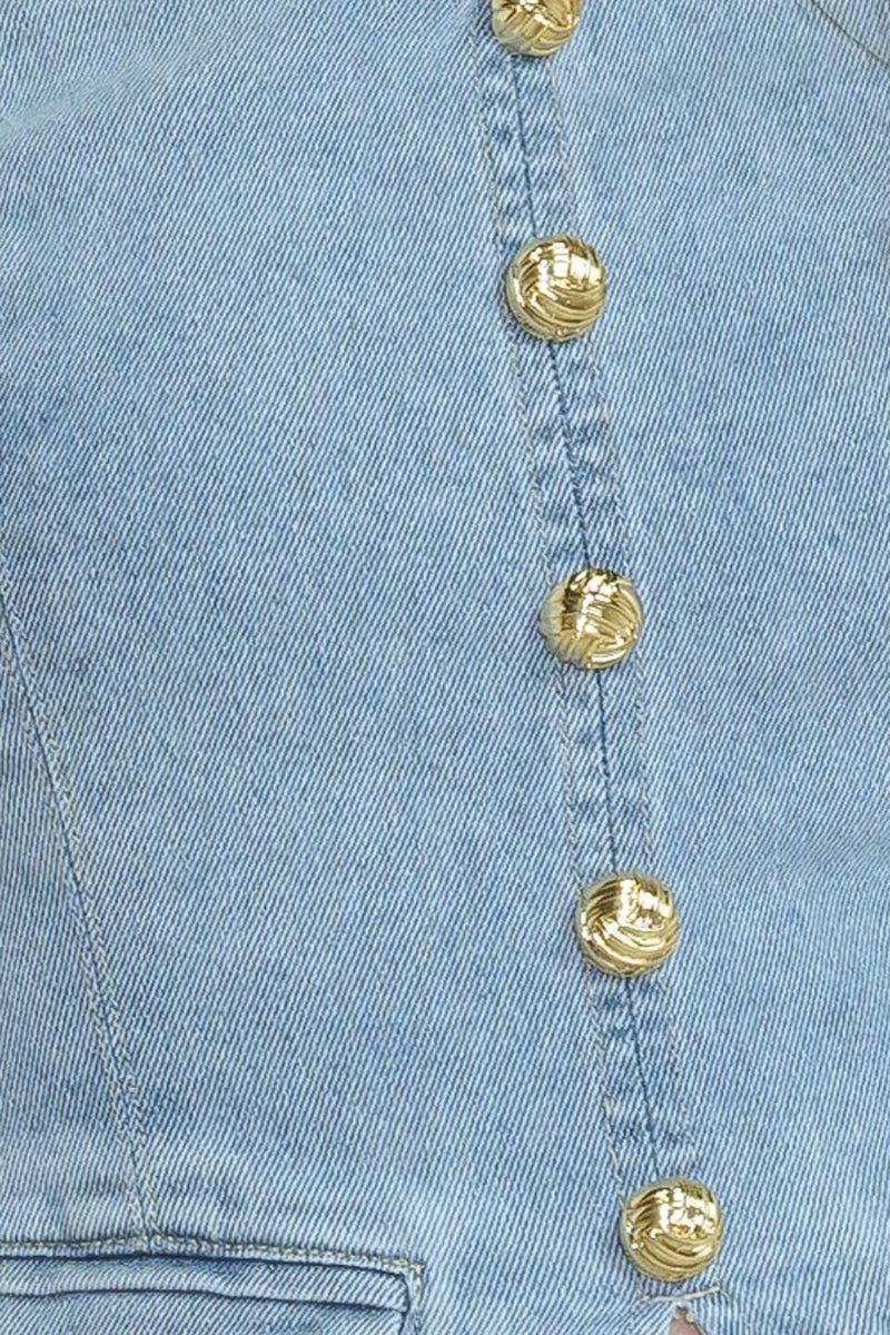 ANGEL WINGS AND CHAMOMILE DENIM TOP