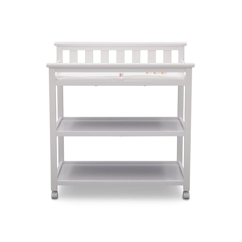 Modern White Baby's First 2 Shelf Changing Table with Wheels