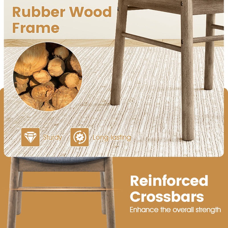 Fabric Upholstered Kitchen Armless Dining Chairs with Rubber Wood Frame Set of 2-Oak