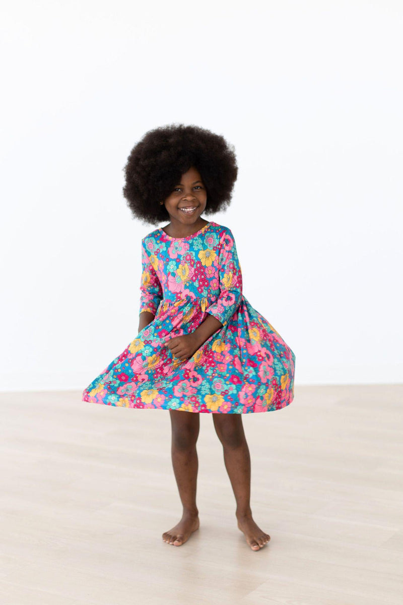 SALE Feeling Floral 3/4 Sleeve Pocket Twirl Dress