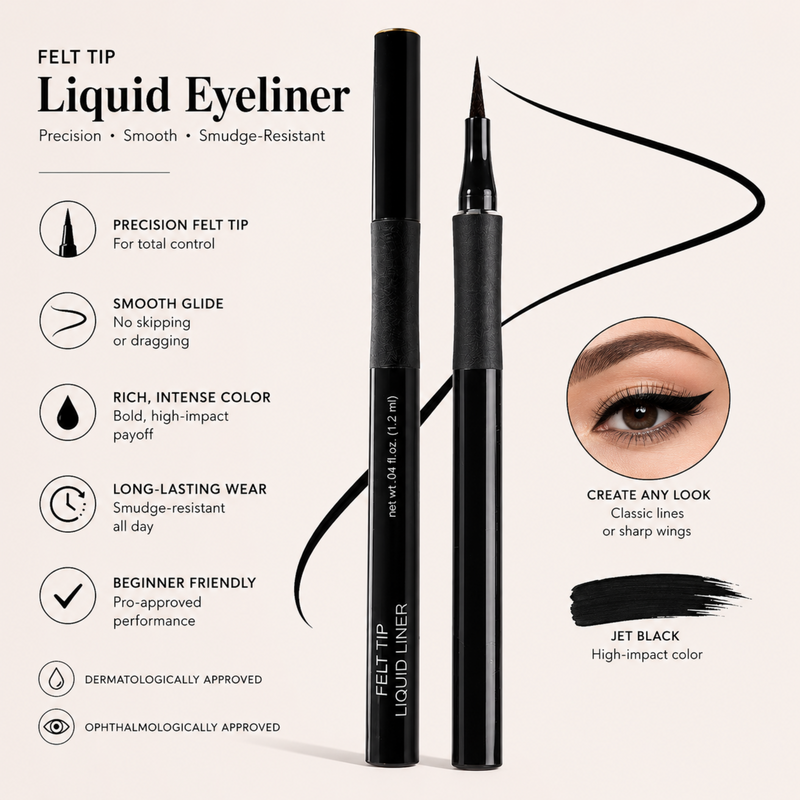 FELT TIP LIQUID EYELINER | Precision Control & Bold Definition .025 FL. OZ.