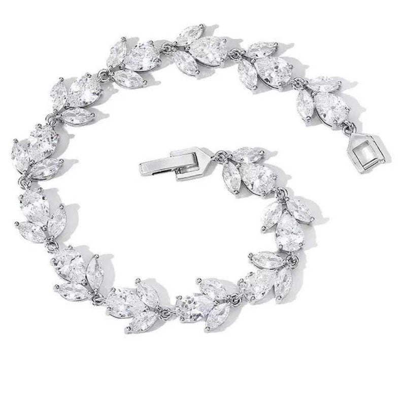 Flower Blossom Cubic Zirconia Tennis Bracelets with Marquise and Oval Cut AAA+ Cubic Zirconia