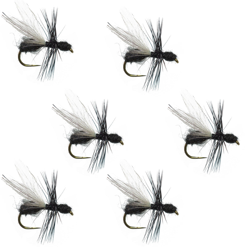 Barbless Black Fur Flying Ant Terrestrial Trout Dry Fly - 6 Flies Hook Size 14