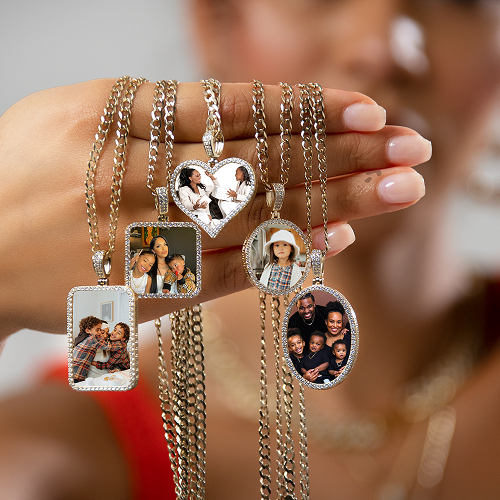 Iced Out Circle Photo Pendant