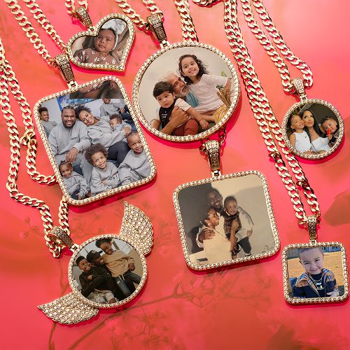 Iced Out Circle Photo Pendant