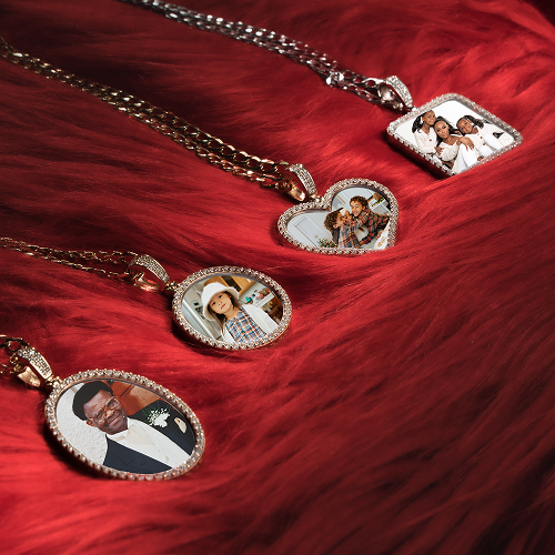 Iced Out Rectangle Photo Pendant