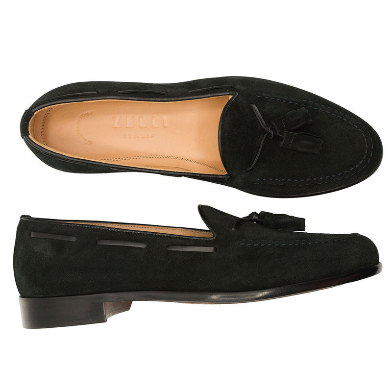 16-583-BLK FRANCO Suede Calfskin Tassel Loafer, Black