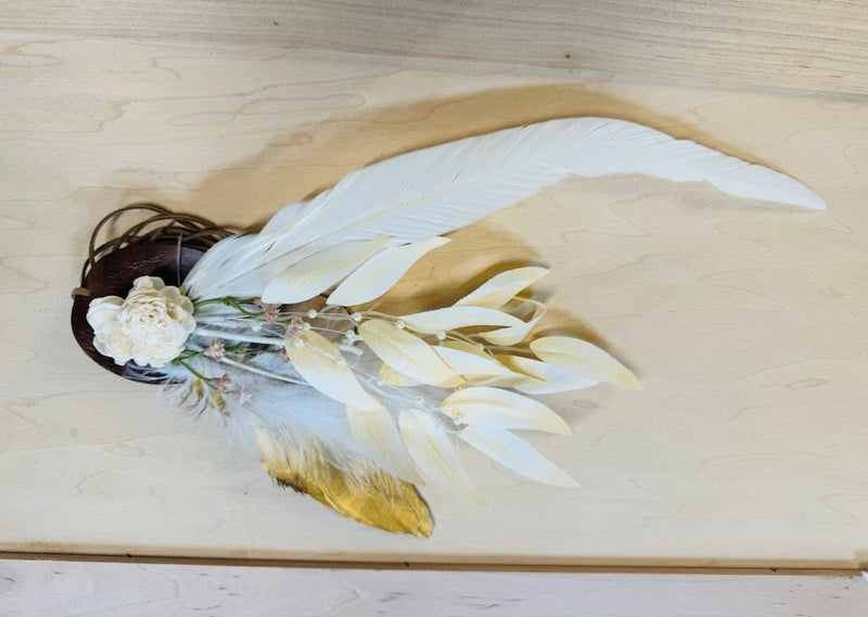 Boho Western Wedding Floral & Feather Bridsmaid Hat in Rust 984q