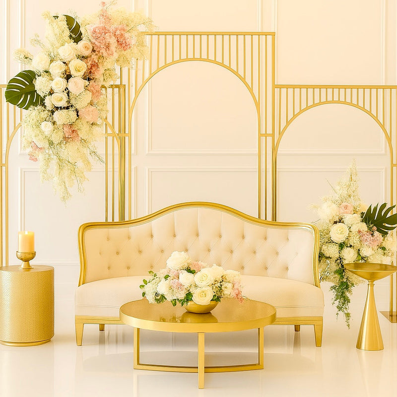 Arched Shiny Gold Tubed Wedding Backdrop Stands