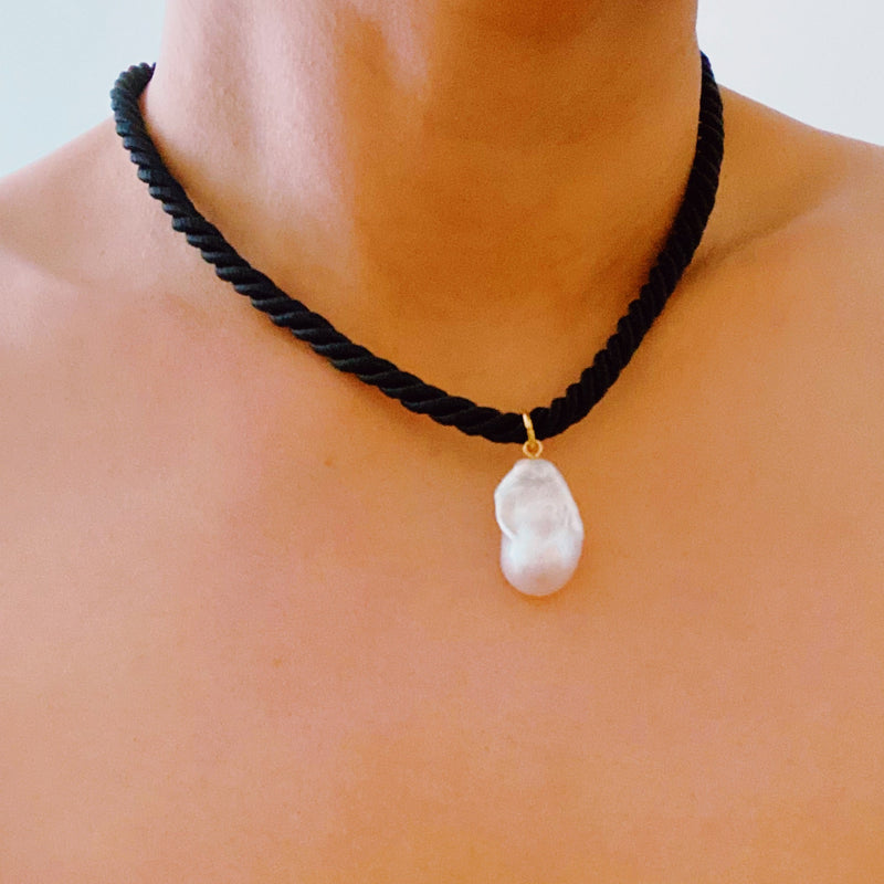 Satin Rope Baroque Pearl Necklace