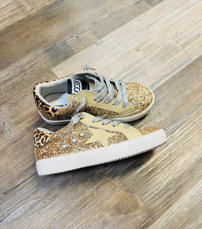 Gold Glitter with Cheetah Heel
