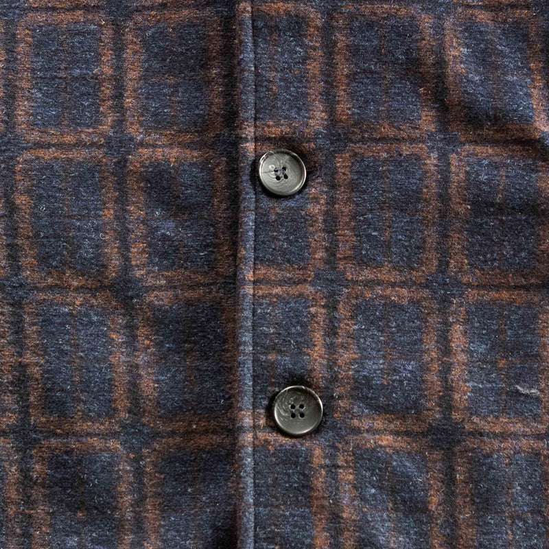 Navy Russet Windowpane Wool Car Coat