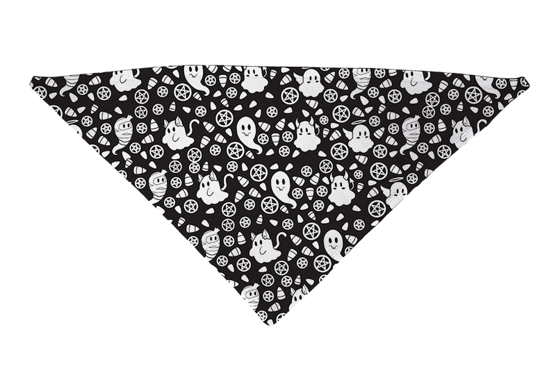 Goth Ghosties Black and White Dog Bandana