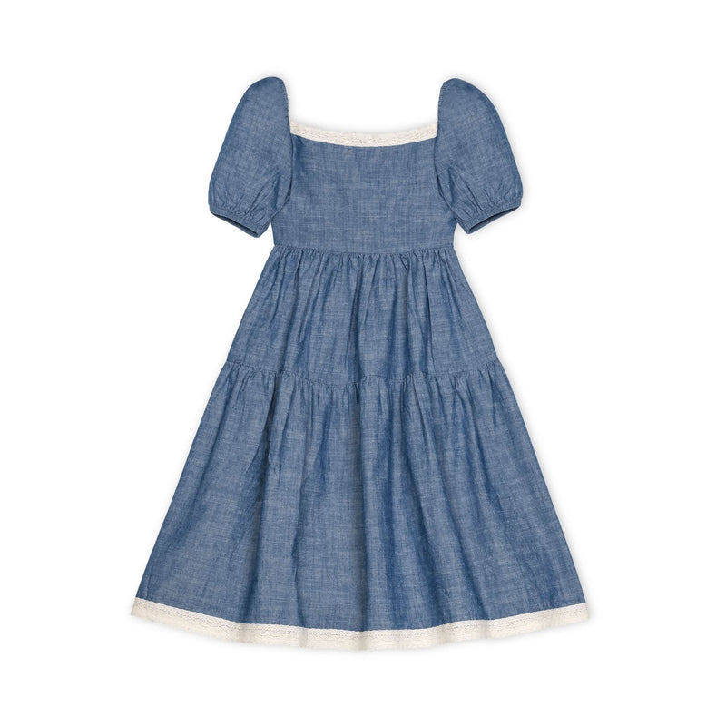 Crochet Trim Organic Chambray Dress