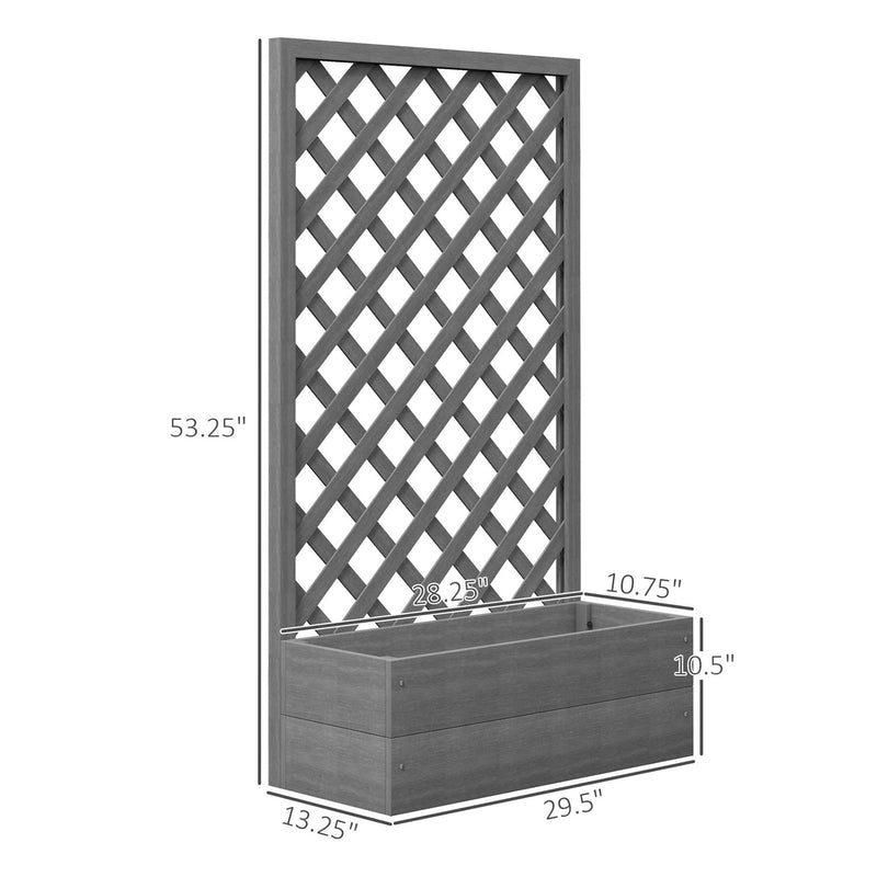 Outdoor Raised Garden Bed Planter Box with Lattice Trellis in Grey Wood Finish