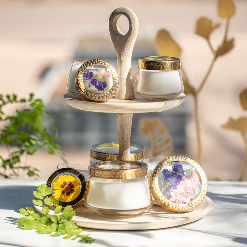 Lemon Blossom Medium Pressed Floral Candle