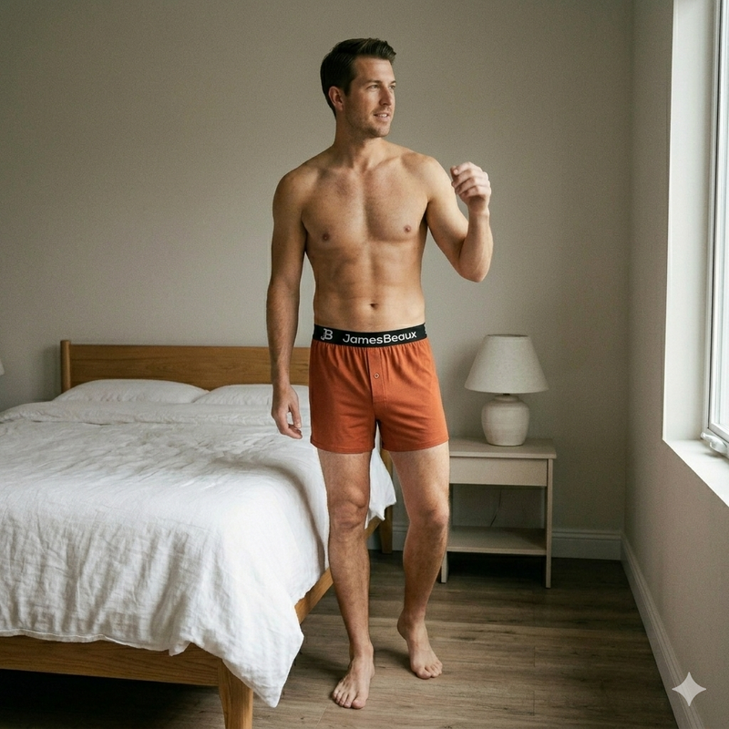 Men's Bamboo Boxer Shorts - Ultra-Soft & Breathable Underwear (Orange)