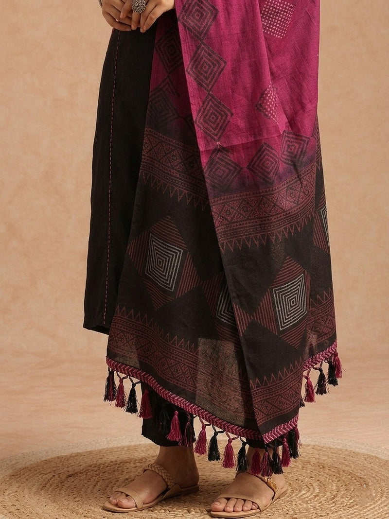 Black Straight Indian 3 Piece Salwar Kameez Suit