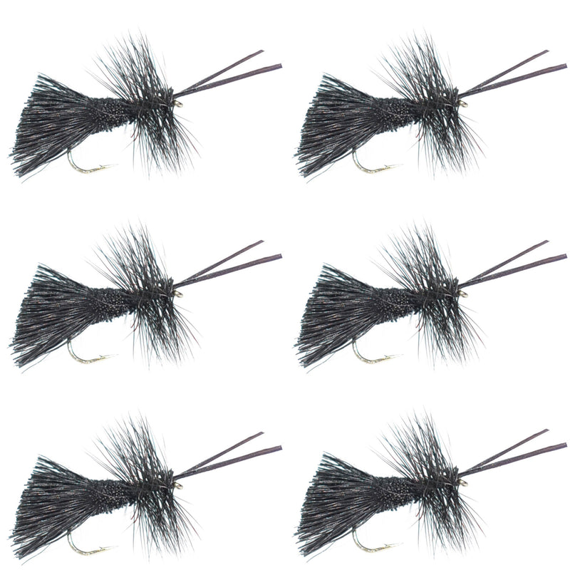 Goddard Caddis Black Dry Fly - 6 Flies Hook Size 14