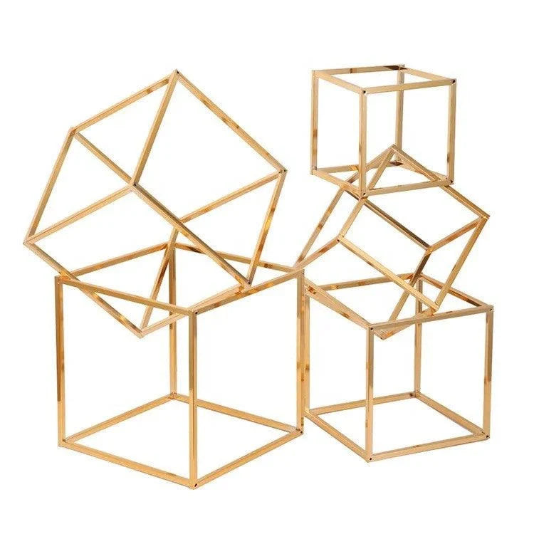 Gold Cube Dessert Table Stands | 5-Piece Cake Display Risers