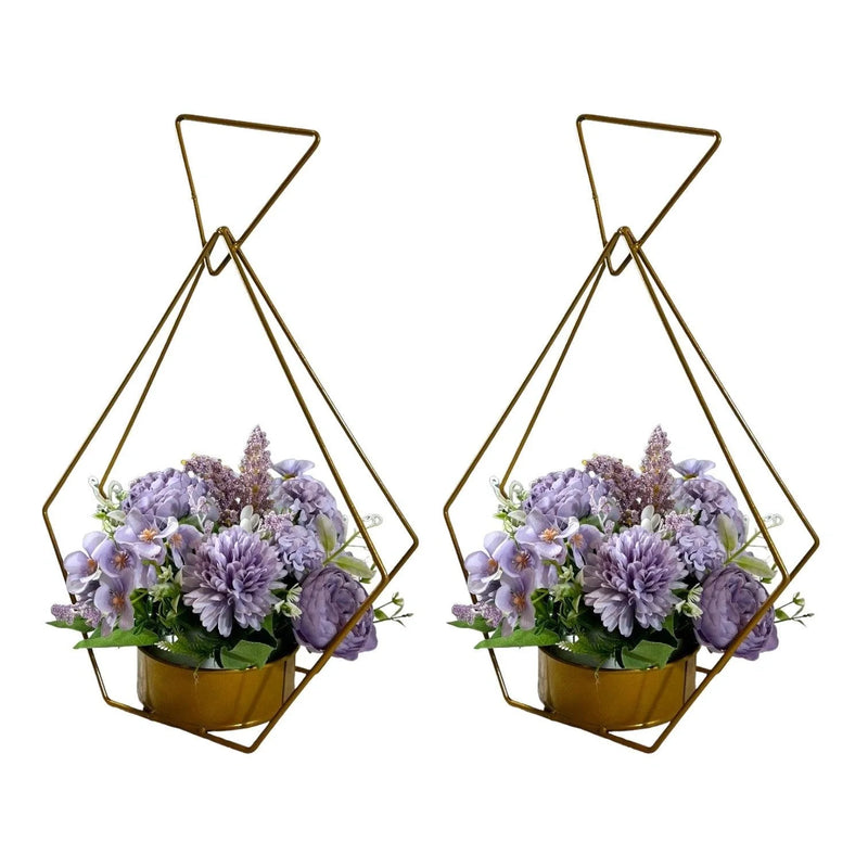 Gold Diamond Flower Rack Dining Table Centerpieces 2-Pack