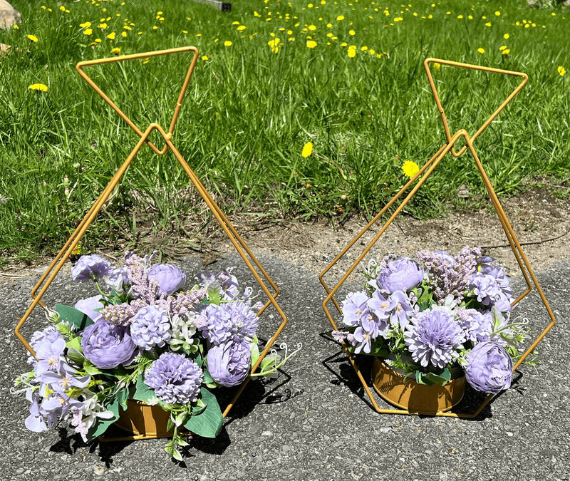 Gold Diamond Flower Rack Dining Table Centerpieces 2-Pack
