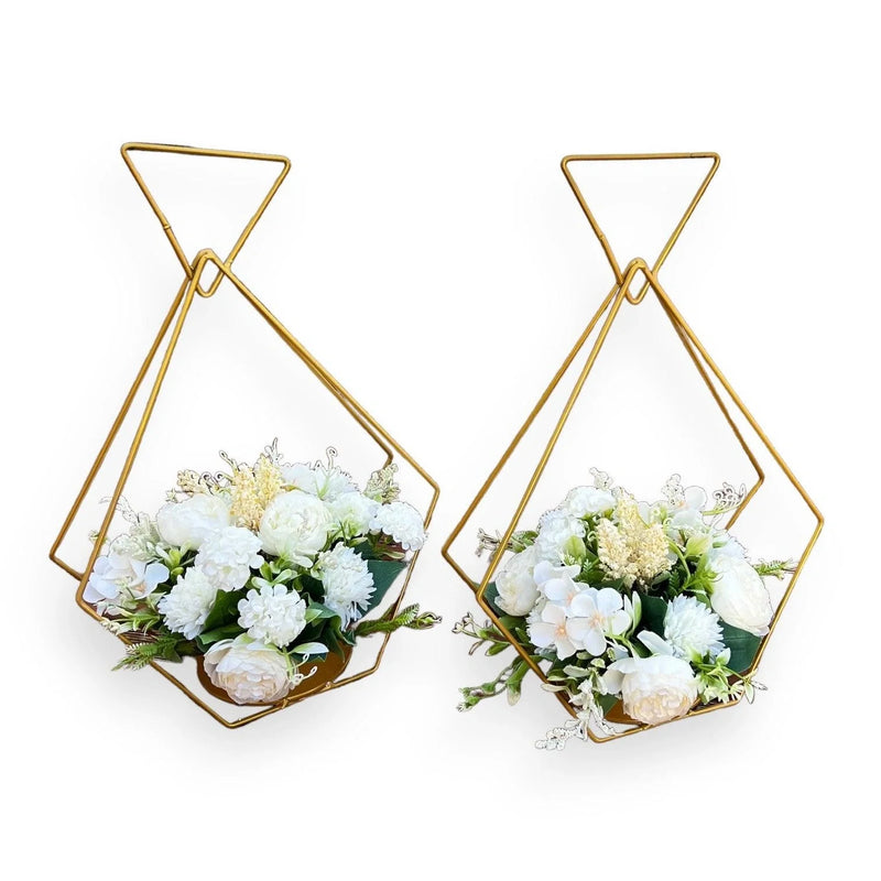 Gold Diamond Flower Rack Dining Table Centerpieces 2-Pack