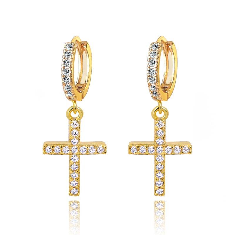 Cross Dangle Earrings with AAAAA Cubic Zirconia