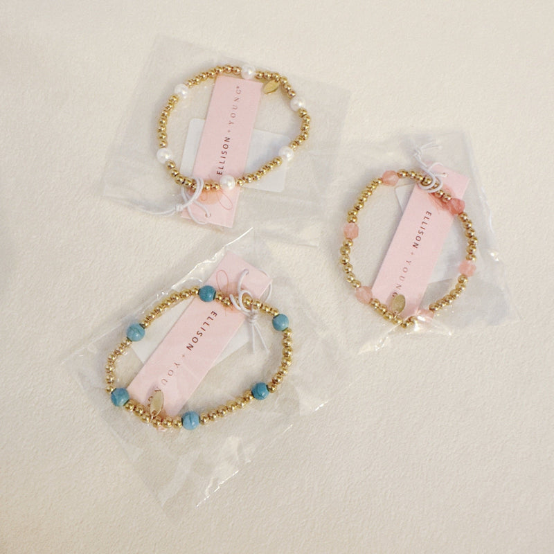Golden Beads Stone Stretch Bracelet