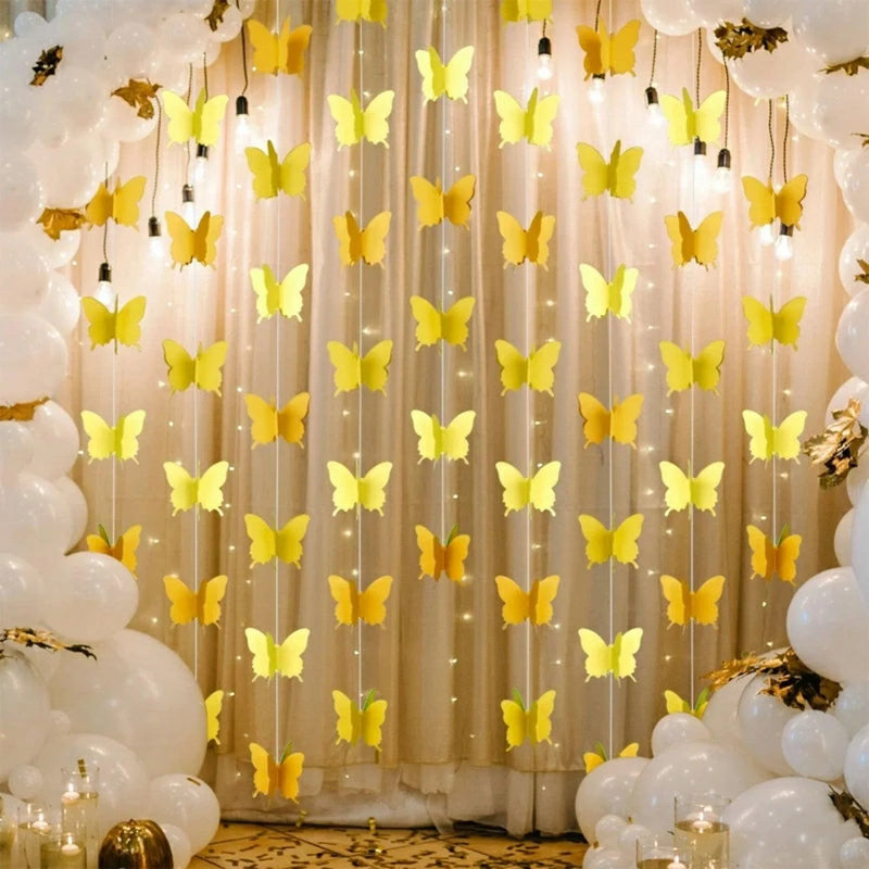 Gradient Color Paper Butterfly Hanging Garland