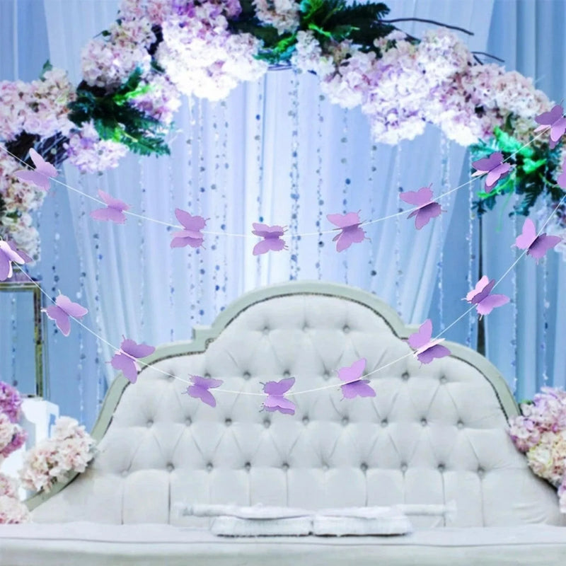 Gradient Color Paper Butterfly Hanging Garland