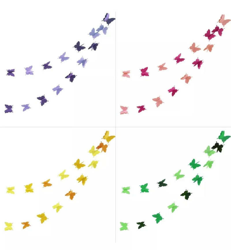 Gradient Color Paper Butterfly Hanging Garland