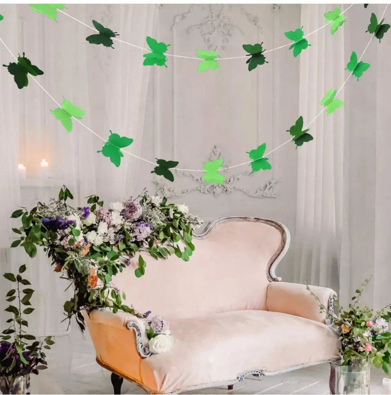 Gradient Color Paper Butterfly Hanging Garland