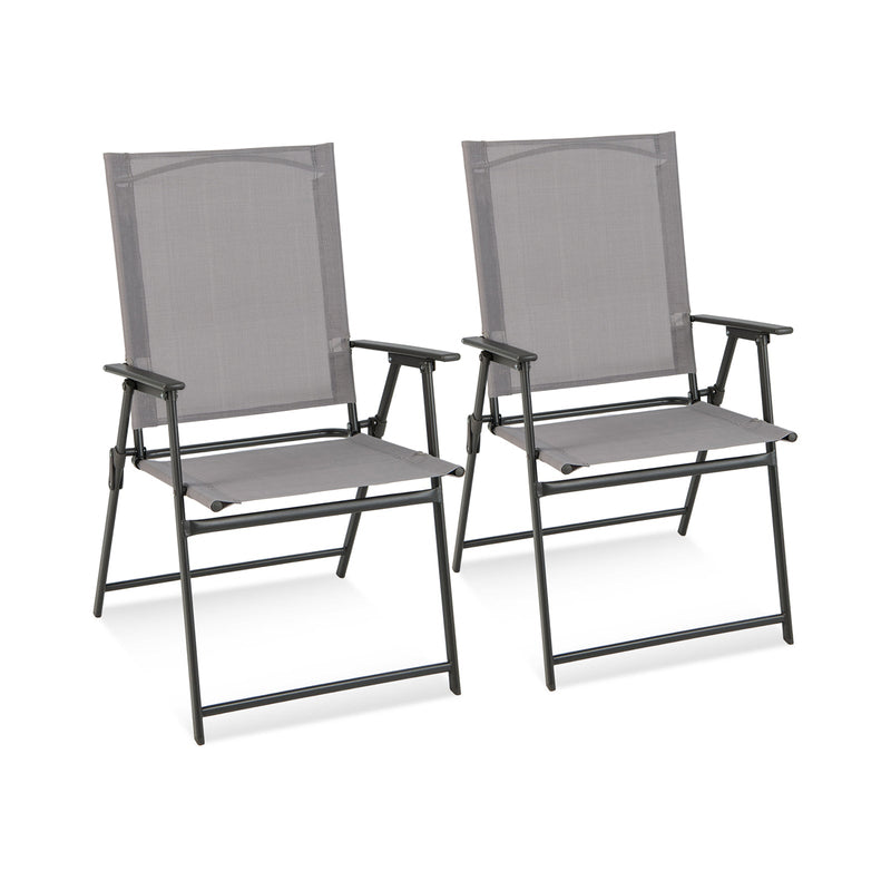 2 Pieces Patio Folding Chairs with Armrests for Deck Garden Yard