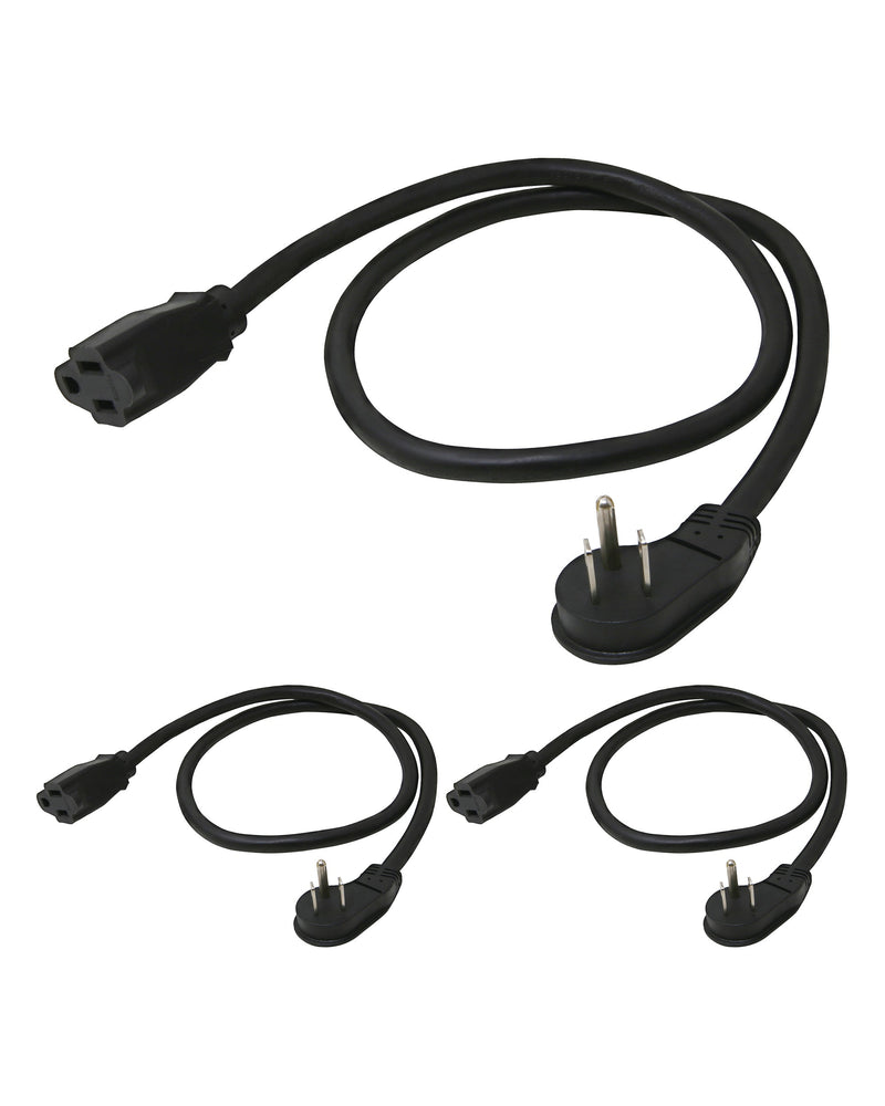3ft Flat Plug Extension Cord – 14AWG, 3-Pack