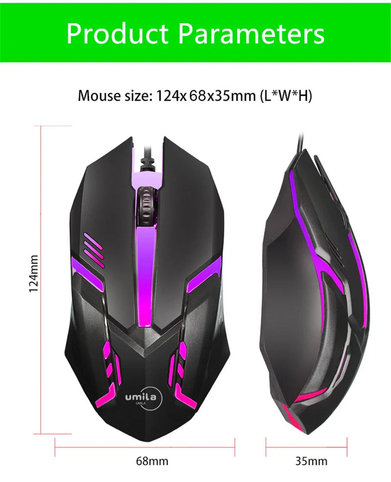 Ergonomic 2.4G Wired RGB Backlit USB Gaming Mouse Optical Sensor 3D Style Compatible Laptops Computer Accessories