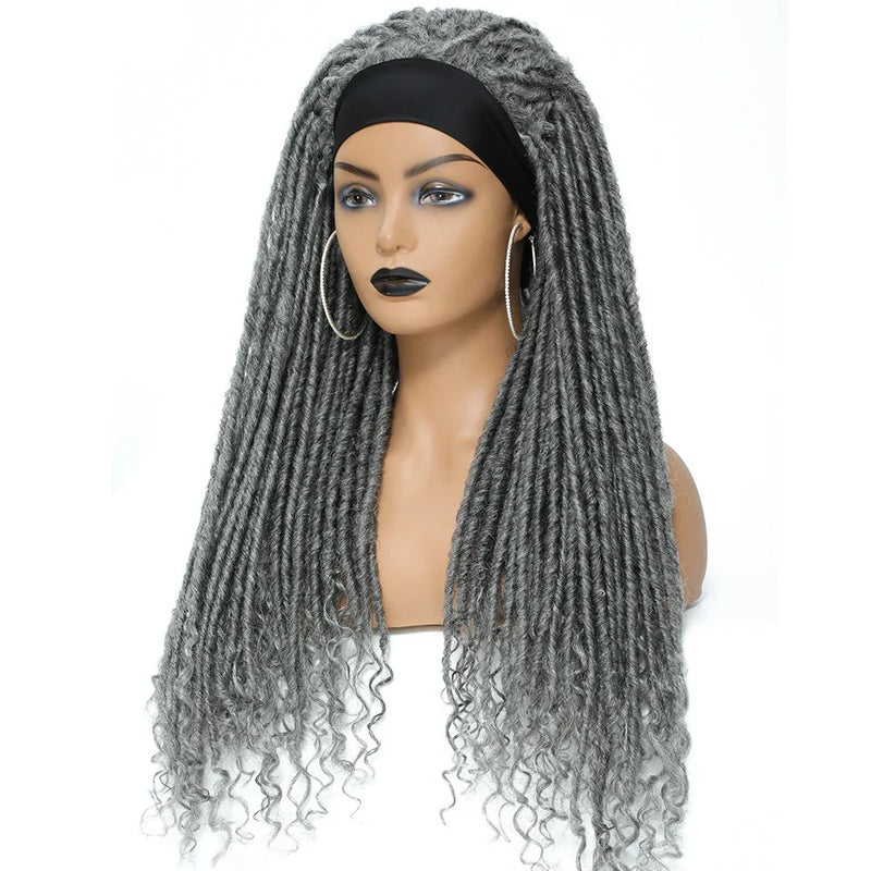 Long 22" Goddess Locs Headband Wig | Curly Ends | Soft Faux Locs | Synthetic Braids | For Women