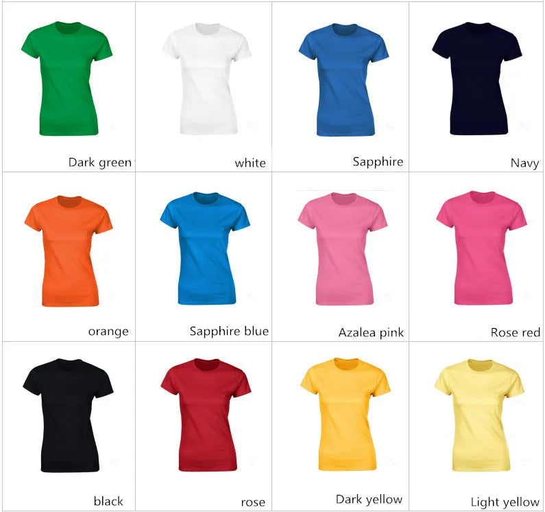 100% Cotton Women's T-Shirts Short Sleeves Solid Color