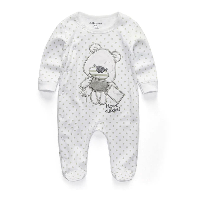 0-12Months Baby Rompers Newborn Pajamas Girls Boys 100% Cotton Long Sleeve 1/2/3 Pieces