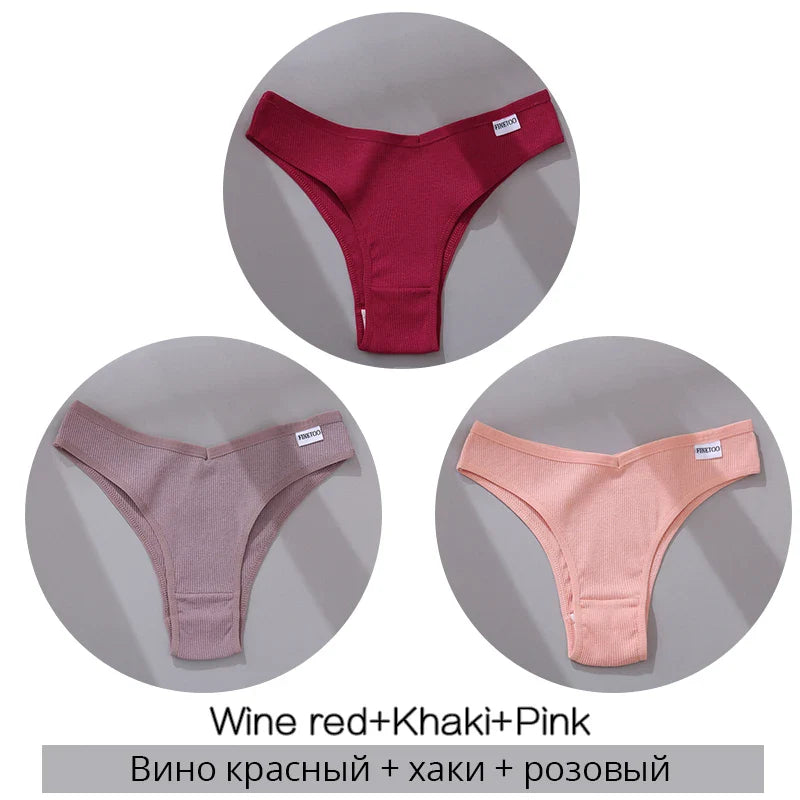 3Pcs/Set Cotton Women Briefs Sexy Seamless Brazilian Panties Female Low Rise Underwear Breathable Underpants Girls M-XL Intimate