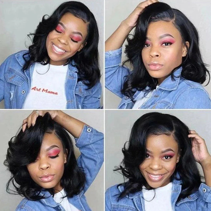 Glueless Body Wave Short Bob Wig | 13x4 Transparent Lace Front Brazilian Human Hair (Pre-Plucked, Ready-to-Wear)