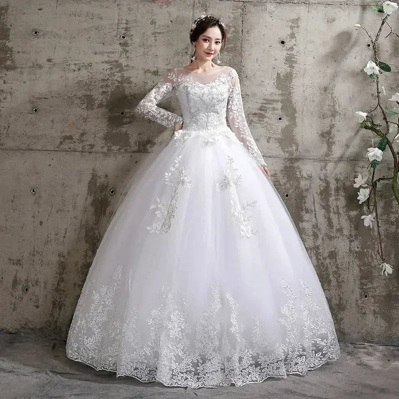 Custom Luxury Wedding Dress - Long Sleeve Ball Gown Plus Size | Femstylo