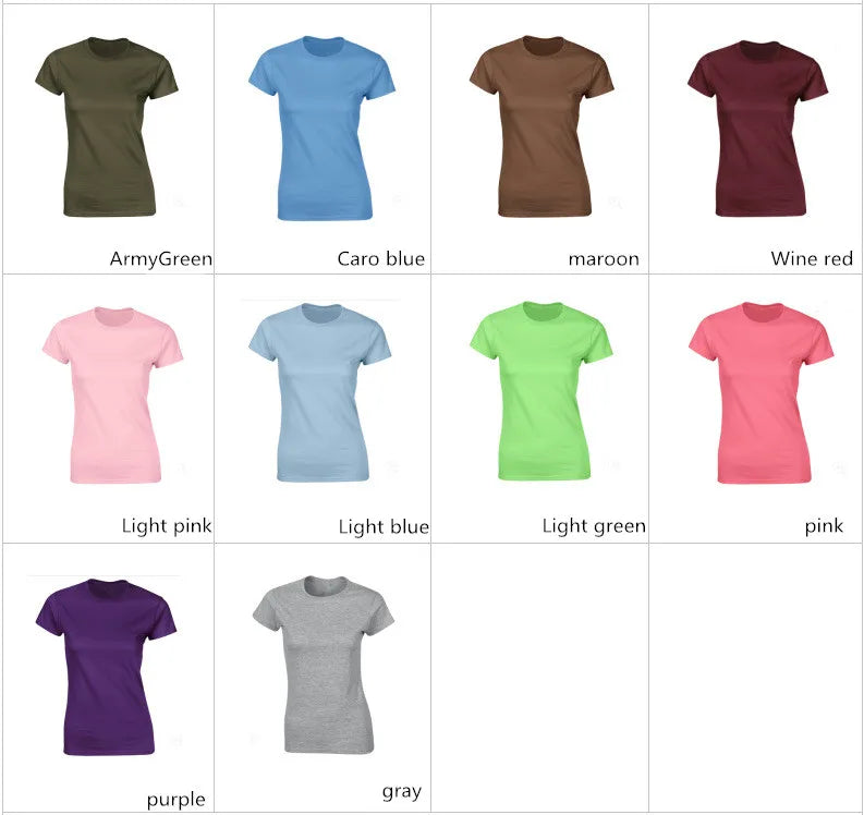 100% Cotton Women's T-Shirts Short Sleeves Solid Color
