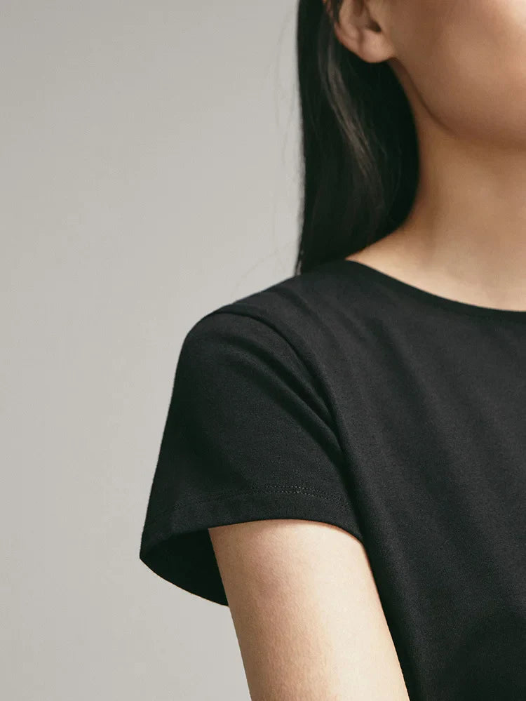 100% Cotton Women's T-Shirts Short Sleeves Solid Color