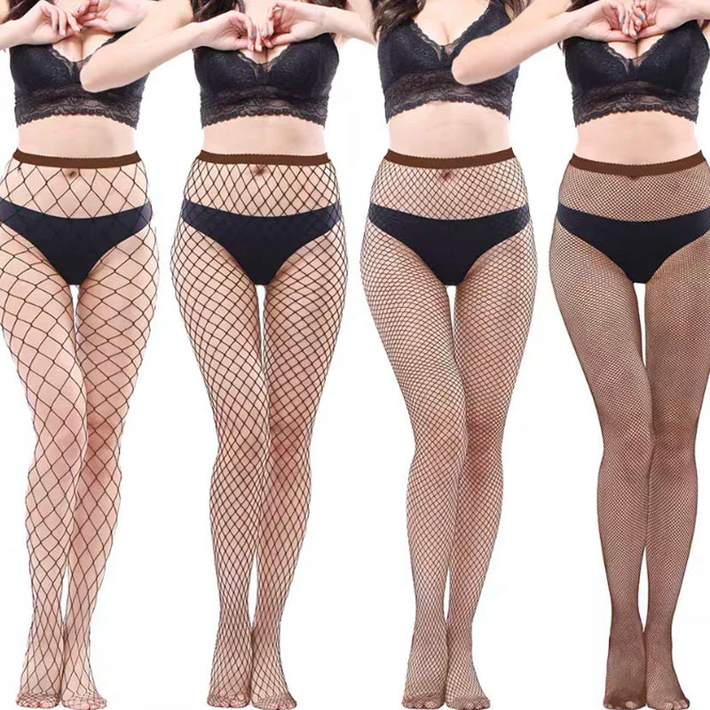 4 Pairs Mini Small Medium Large Holes Plain Fishnet Tight Multi Colors Stretchy Pantyhose